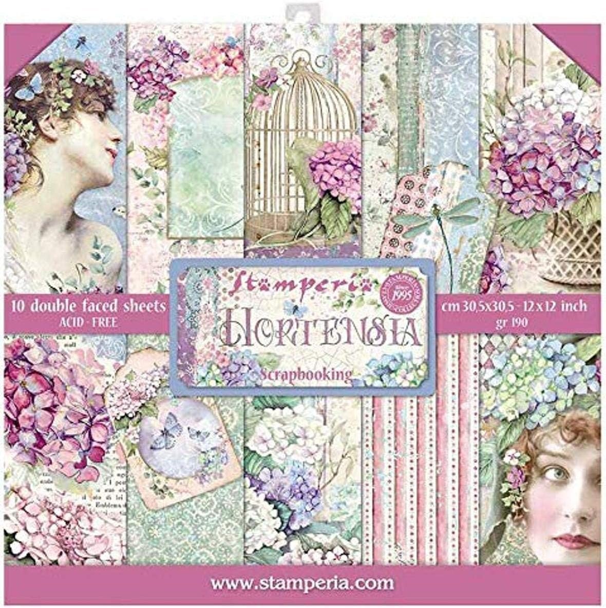 STAMPERIA INTL, KFT (3PL) Paper PAD 12X12 10PK, Hortensia, 10 Designs/1 Each