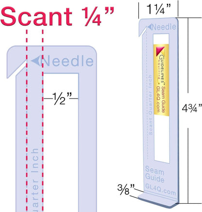 Guidelines4quilting - Super Easy Seam Guide Setter - 1 Seam Guide Setter (4¾" x 1¼" x 1/16”) & 6 Seam Guides - Take The Guesswork Out of Achieving Precise ¼” Seams.