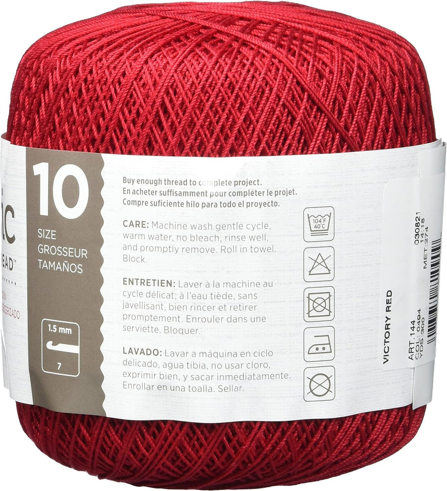 RED HEART Classic Crochet Thread, 10, Victory Red, 900 Foot