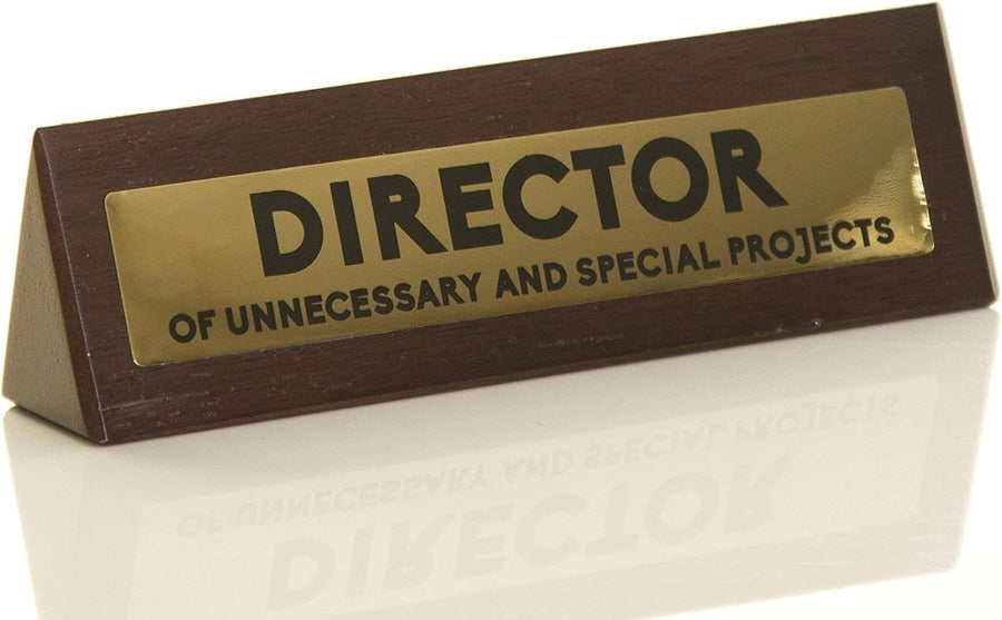 Boxer Gifts ‘Director Of Unnecessary Projects’ Novelty Wooden Desk Warning Sign | Funny Office Humor Gift For Colleague Or Boss | 4.5cm x 17.5cm
