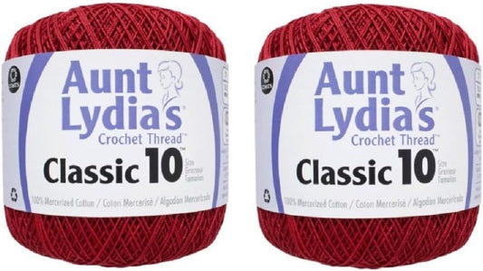 Aunt Lydia's Crochet Thread - Size 10 - Victory Red (2-Pack)