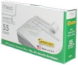 Mead Press-It Seal-It #6 3/4 Security Envelopes, 55 Count (75030)