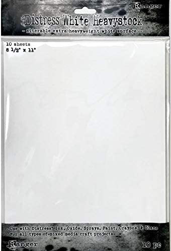 Tim Holtz Distress White, Kraft and Mixed Media Heavystock, 8 1/2x 11, Perfect for Use with Distress Ink, Oxide, Sprays, Paints, Crayons, Glaze & More, Bundle of 3 Packages, 10 Sheets Each, 30 Sheets
