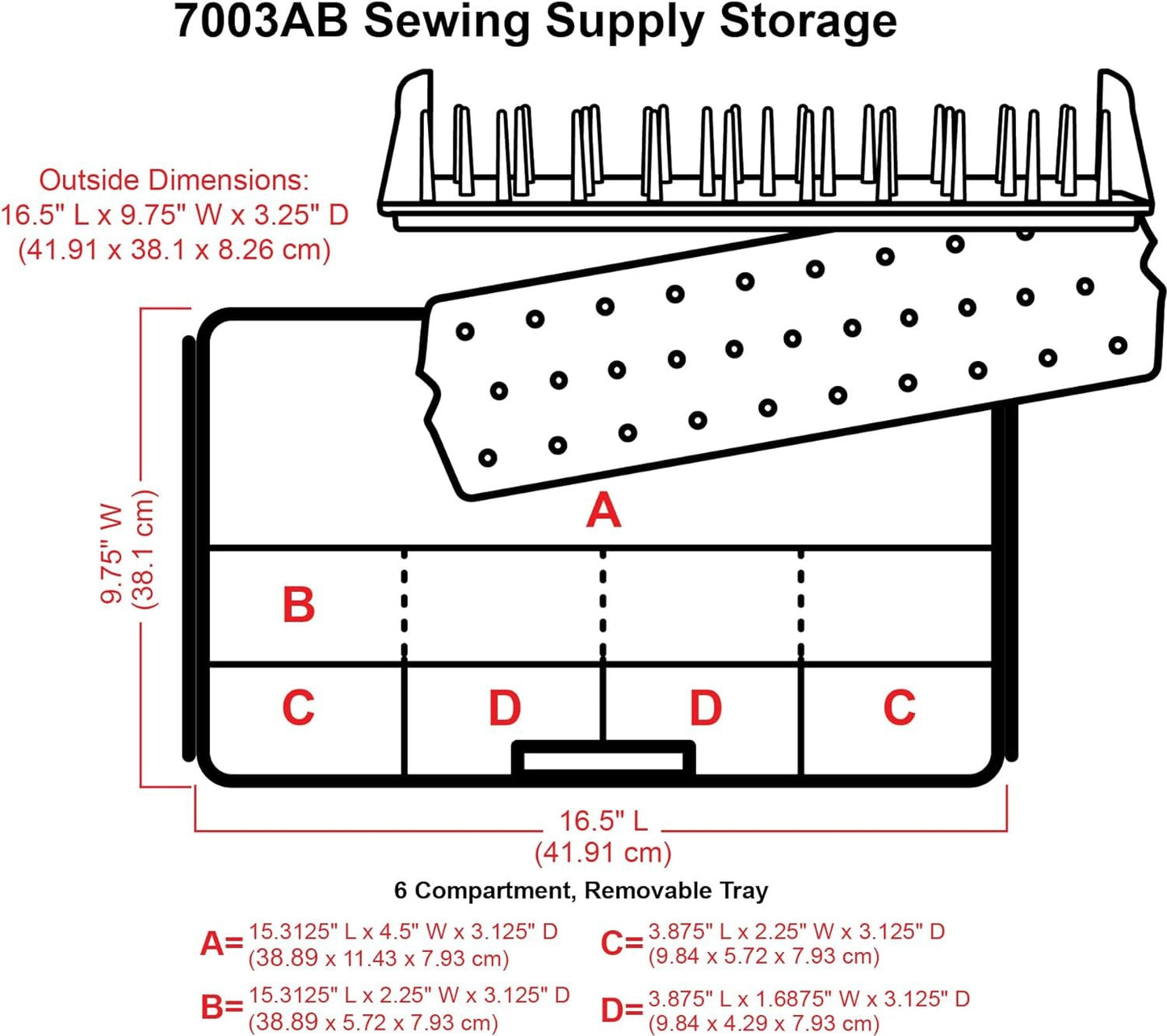 ArtBin 7003AB Sew-Lutions Sewing Supply Storage System with Lift-Out Thread Spool Tray, [1] Plastic Storage Case, Clear