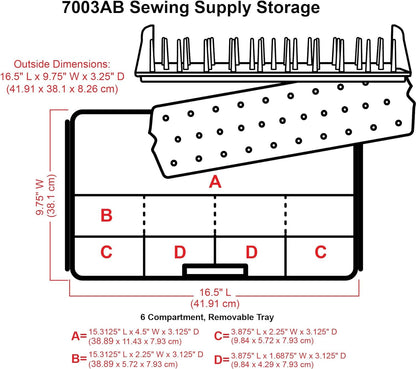 ArtBin 7003AB Sew-Lutions Sewing Supply Storage System with Lift-Out Thread Spool Tray, [1] Plastic Storage Case, Clear