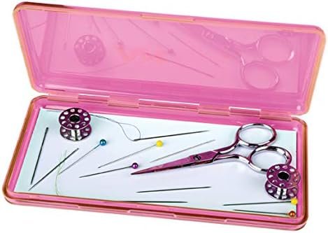 ArtBin 6905AB Sew-Lutions Slim Line Magnetic Box, [1] Small Art & Craft Organizer, Polypropylene Plastic with Magnetic Bottom, Translucent Raspberry