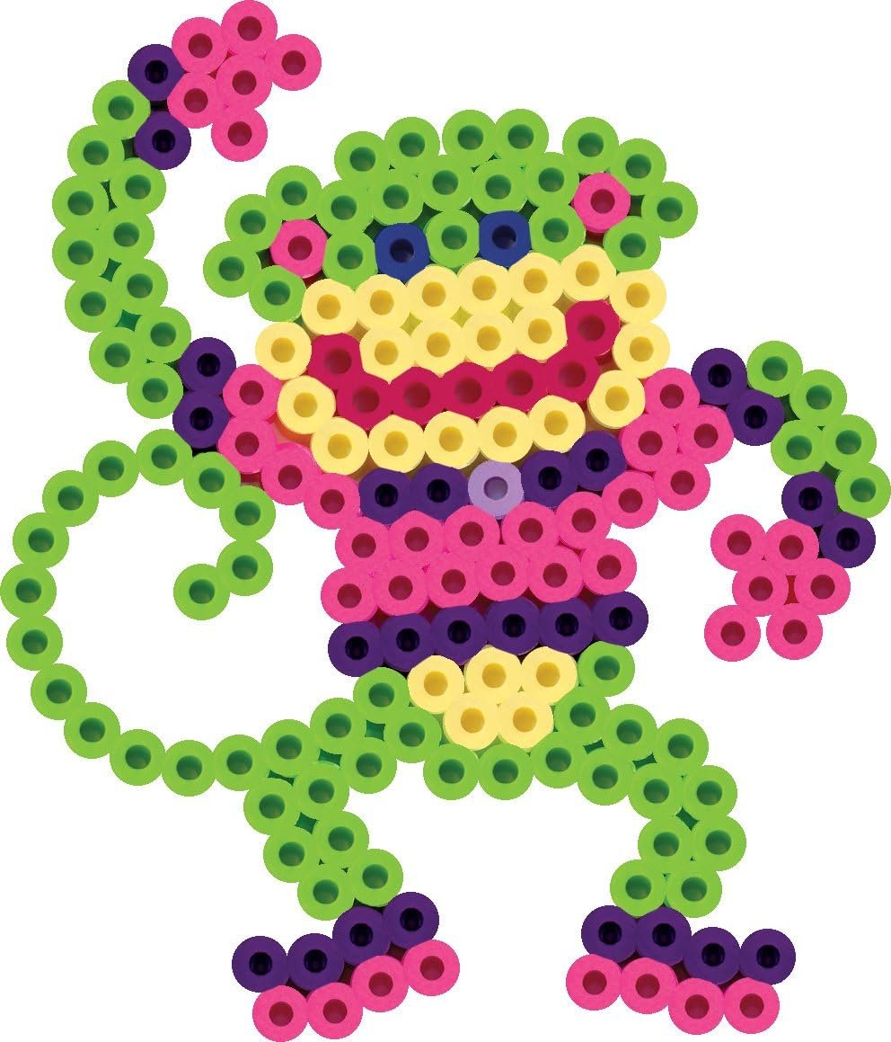 Perler 22645 Fuse Bead Pegboards 7-Pack-Boy/Girl/Bear/Monkey/Butterfly/2 Flowers