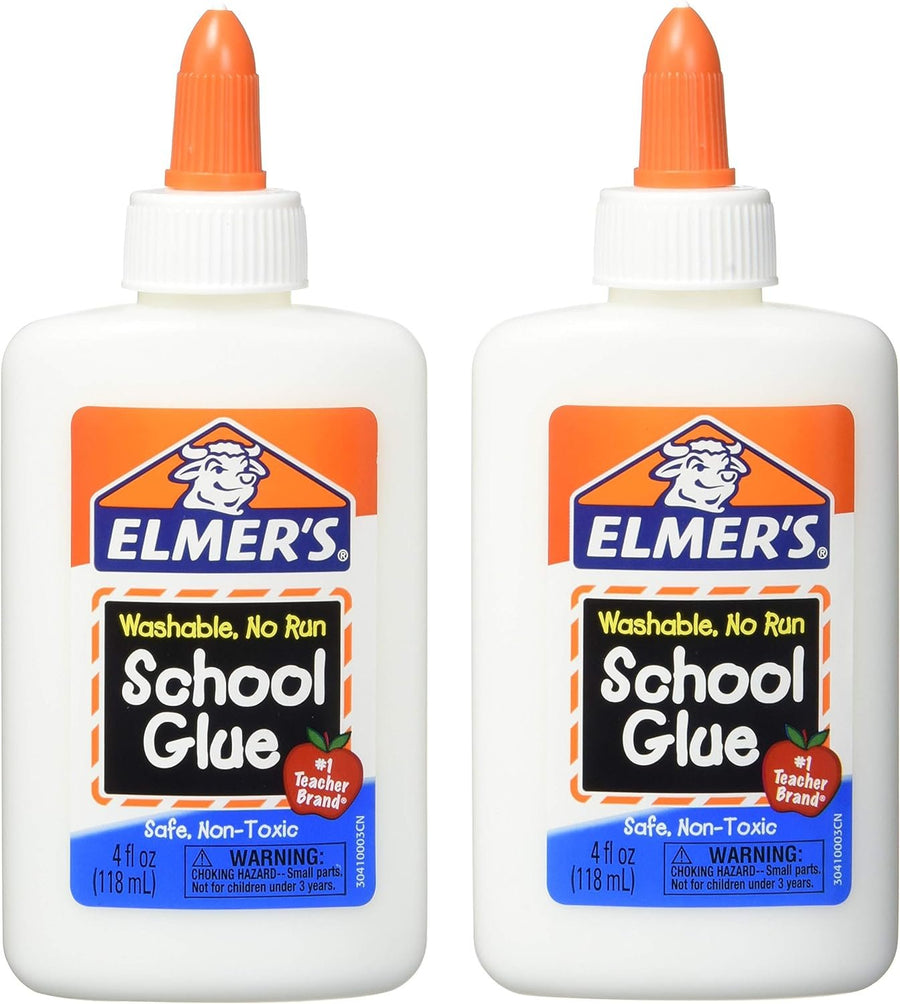 Elmers Washable No-Run School Glue, 4 oz, 1 Bottle (E304) - Pack of 2