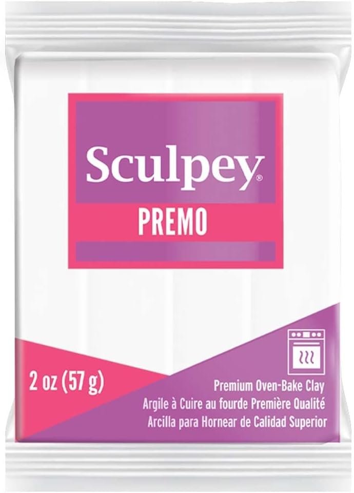 Sculpey Premo™ Polymer Oven-Bake Clay, White, Non Toxic, 2 oz. bar, Great for jewelry making, holiday, DIY, mixed media and home décor projects. Premium clay perfect for clayers and artists.