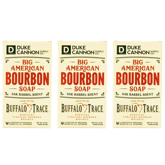 Duke Cannon Supply Co. Big Ass Brick of Soap Bar for Men Special Holiday Edition Big American Bourbon Made w/ Buffalo Trace (Charred Oak Barrel Scent) Multi-Pack - Superior Grade, 10 oz (3 Pack)