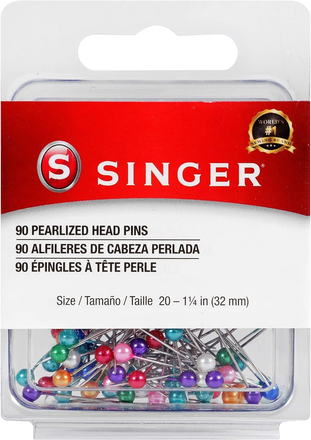 SINGER 00358 Pearlized Head Straight Pins, Size 20, 90-Count
