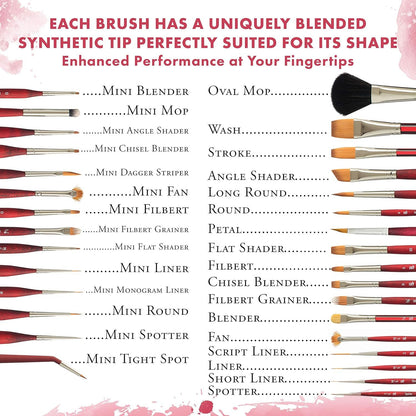 Princeton Velvetouch, Series 3950, Paint Brush for Acrylic, Oil and Watercolor, Mini- Fan, 20/0