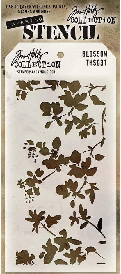 Tim Holtz - Stencils Set 1 - Five Item Bundle - Blossom, Flourish, Lace, Wildflower, and Valentine