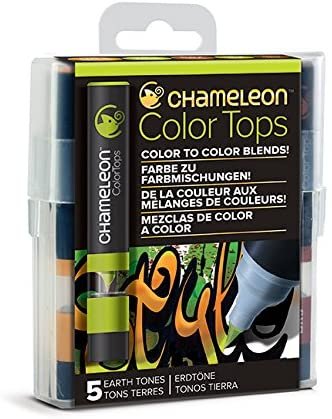 Chameleon Art Products, Earth Tones, Color Tops, Quick and Easy Blending - Set of 5