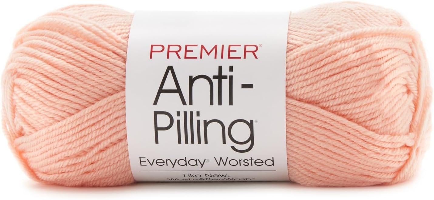 Premier Yarns Anti-Pilling Everyday Worsted Yarn, Soft Acrylic Yarn, Ideal Yarn for Crocheting and Knitting, Machine Washable, 180 yds, Soft Peach