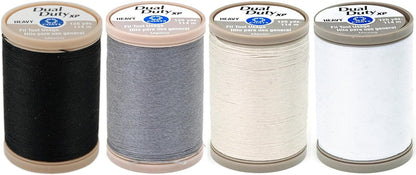 4-PACK - Coats & Clark - Dual Duty XP Heavy Weight Thread - 4 Color Value Pack - (Black+White+Slate+Natural) 125yds Each