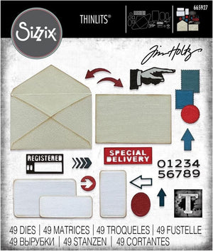 Sizzix Sizzx Thinlits Die Set 48PK Postale by Tim Holtz | 665927 | Chapter 3 2022, Multicolor