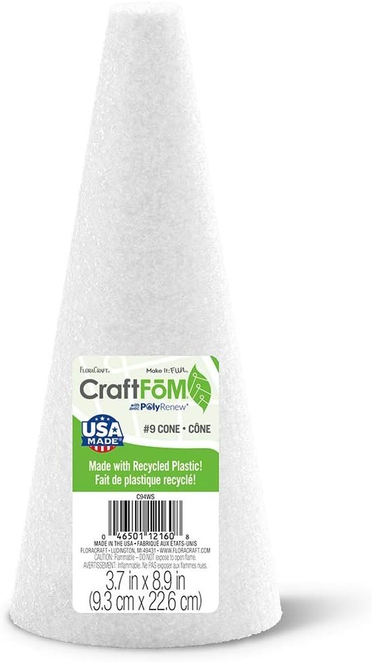 FloraCraft CraftFōM Cone 3.7 Inch x 8.9 Inch White