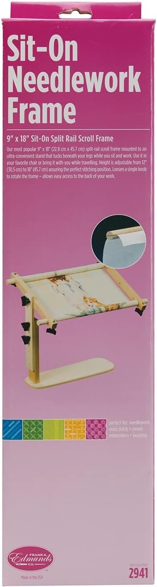 Frank A. Edmunds Sit-On Needlework Frame, 9" x 18", 2941,Light brown