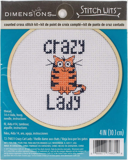 Dimensions Mini Counted Cross Stitch Kit for Beginners, 'Happy Camper', 14 Count White Aida Cloth, 4'', 10cm
