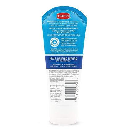 O'Keeffe's for Healthy Feet Foot Cream Guaranteed Relief Extremely Dry Cracked Clinically Proven to Instantly Boost Moisture Levels 3.0 Ounce Tube Pack of