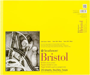 Strathmore 300 Series Bristol Paper Pad, Vellum, Tape Bound, 11x14 inches, 20 Sheets (100lb/270g) - Artist Paper for Adults and Students - Charcoal, Pen and Ink, Marker, and Pastel