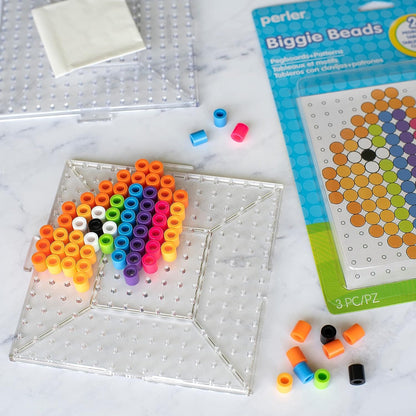 Perler Beads Biggie Beads Pegboards for Kids Crafts, 3 pcs