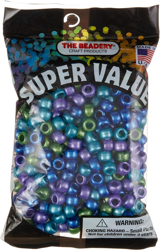 Beadery Pony Beads 6mmX9mm 415/Pkg, Cool Pearl Multicolor