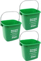 Small Green Detergent Bucket - 3 Quart Cleaning Pail - Set of 3 Square Containers