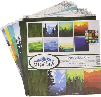 Reminisce Scenic View Scrapbnook Scrapbook Collection Kit, Multi Color Palette, 12x12 inches