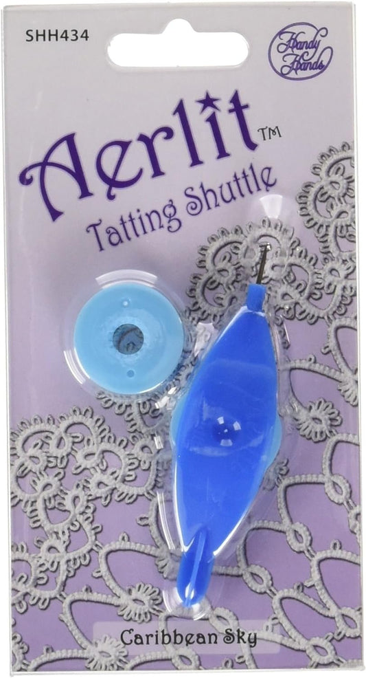 Handy Hands Aerlit Tatting Shuttle with 2 bobbins –SHH434, Caribbean Sky