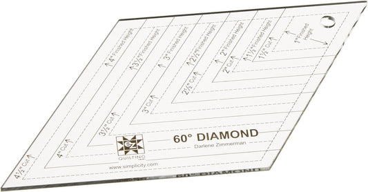EZ Quilting 60 Degree Diamond Ruler Quilting Template, Clear