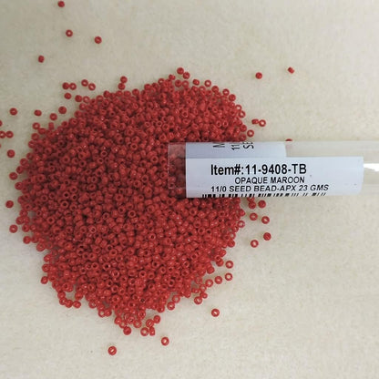 Maroon Red Opaque Miyuki Japanese round rocailles glass seed beads 11/0 Approximately 24 gram 5 inch tube