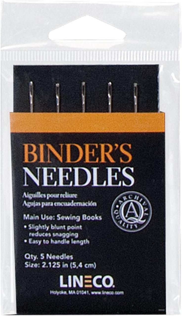 Lineco Book Binding Stainless Steel Needles, Ideally for Sewing Books and Slightly Blunt Point to Reduce Snagging, Perfect Length (Pack of 5)