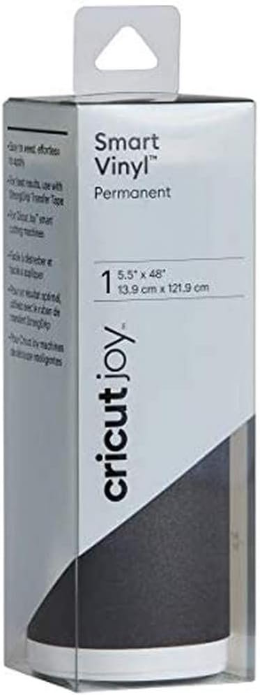 Cricut Joy Smart Vinyl - Permanent Shimmer - 5.5" x 48", Adhesive Decal Sheet - Black