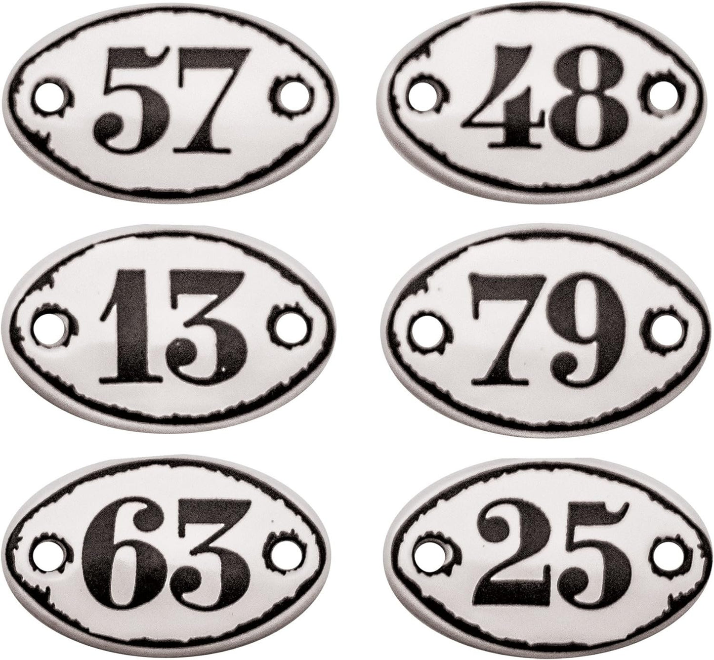 Tim Holtz Idea-ology Mini Plaquettes, Small Metal Numbered Plates 6-Pack, 1/2 x 3/4 Inch Each, White with Black Numbers (TH93296)