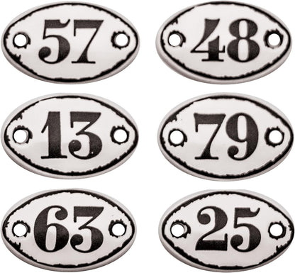 Tim Holtz Idea-ology Mini Plaquettes, Small Metal Numbered Plates 6-Pack, 1/2 x 3/4 Inch Each, White with Black Numbers (TH93296)