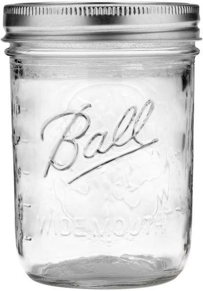 Ball Jar with Lid and Band - Pick Your Size and Color (Clear, Wide Mouth Pint - 16 oz.) Pack Of 2