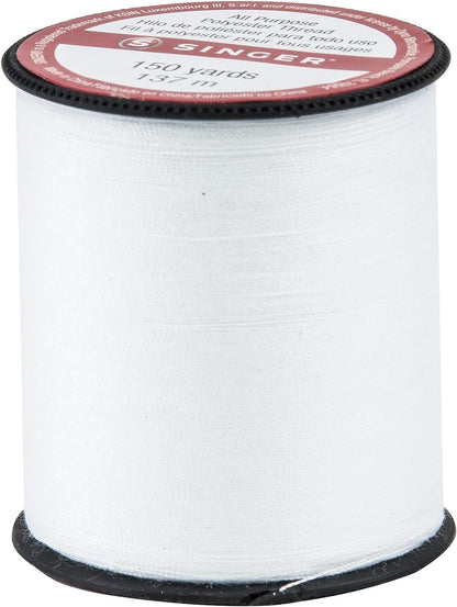 Singer 150-yard All Purpose Polyester Thread, 1-Pack, White