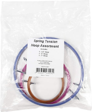 Frank A. Edmunds Set of 3 Assortment, 3-inch, 5.5-inch and 7-inch Spring Tension Embroidery Hoops,