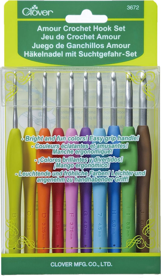 Clover 3672 Amour Crochet Hook Set, 10 sizes