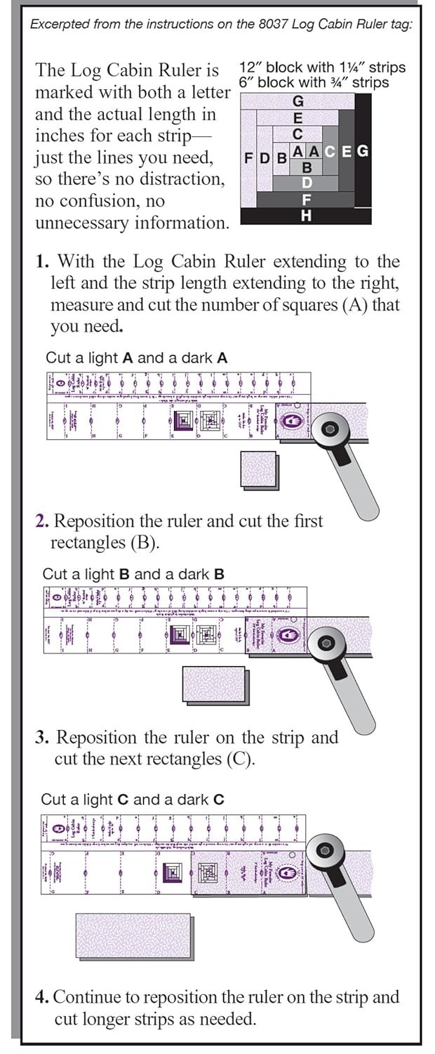 Marti Michell Log Cabin Quilting Rulers and Quilting Book Bundle, 3 Items