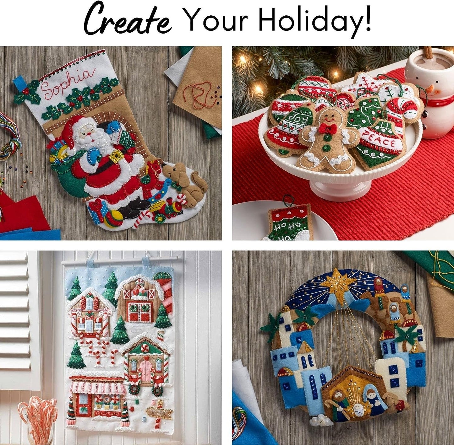 Bucilla Felt Applique Stocking Kit, Penguins at Play 18" Felt Applique Stocking Making Kit, Perfect for DIY Needlepoint Arts and Crafts, 89481E , White