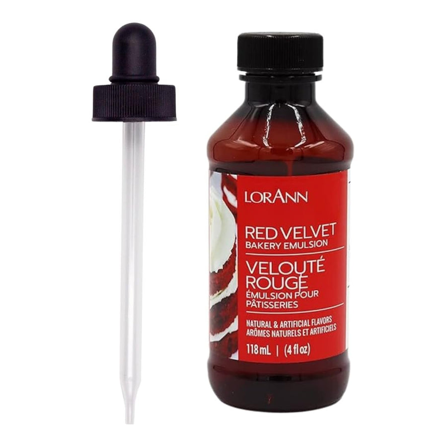 LorAnn Flavoring Extract (4 oz) Red Velvet Flavor with 4 oz Eye Dropper - Extracts and Flavorings for Baking and Lip Gloss Flavoring, Candy Making, etc