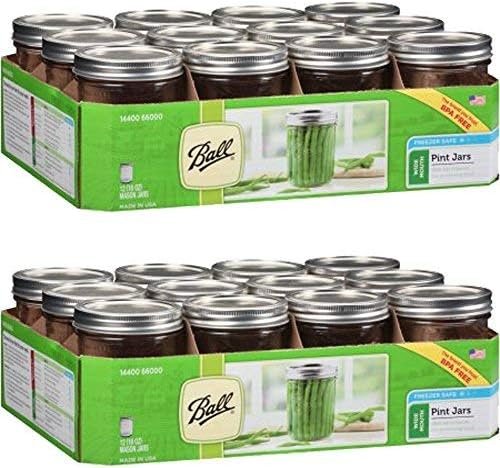 Ball 16 Oz. Wide Mouth Pint 12 Pieces Jars (2 Pack) Made in USA