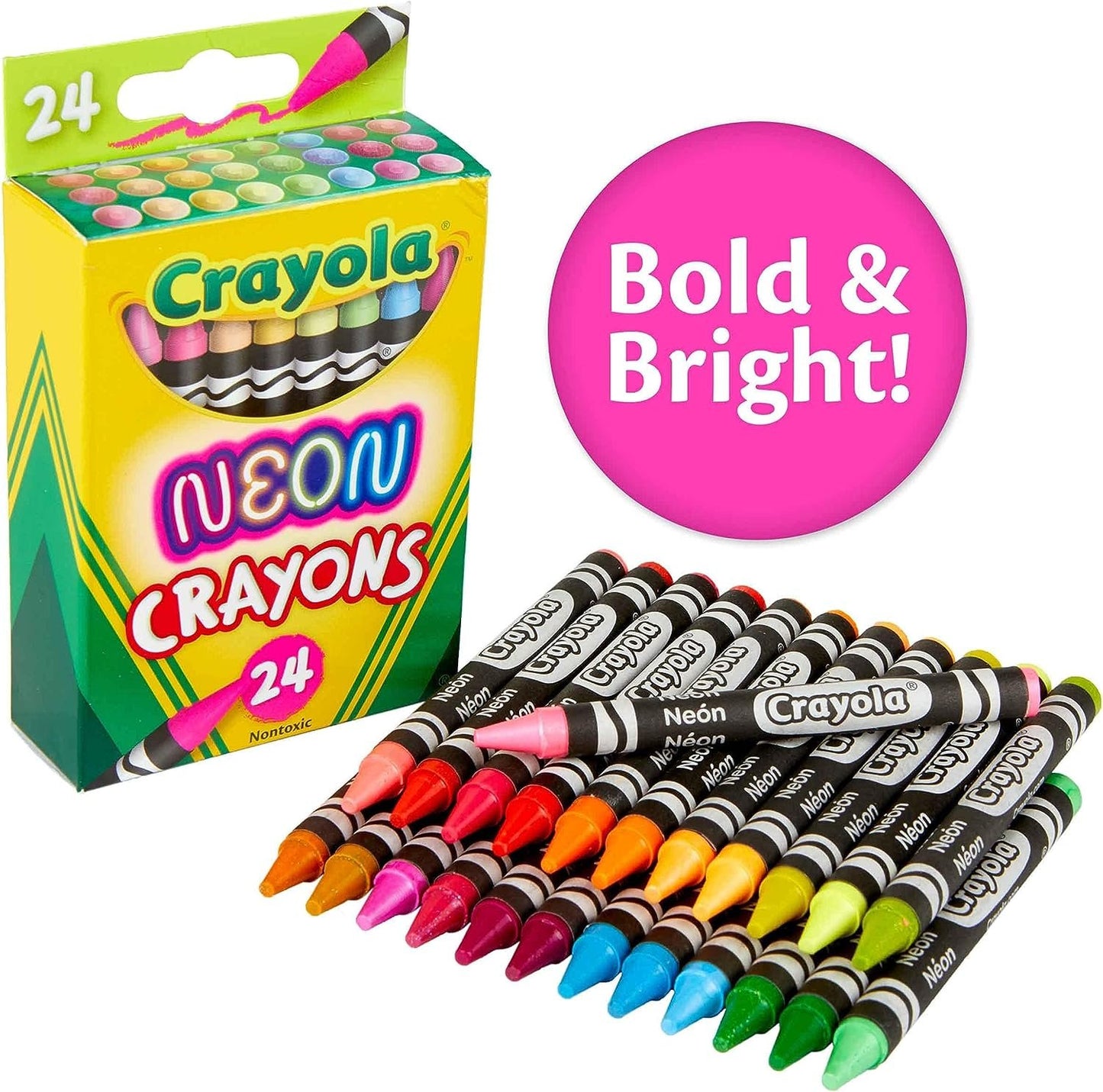 Crayola Neon Crayons, Back To School Supplies, 24 Count