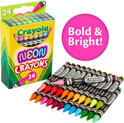 Crayola Neon Crayons, Back To School Supplies, 24 Count