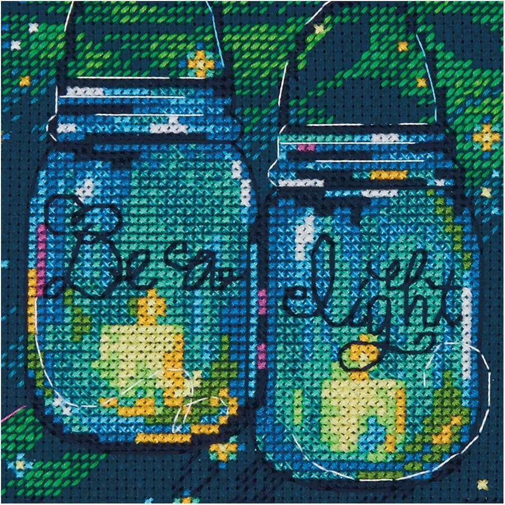 Dimensions Counted Cross Stitch Kit for Beginners, 'Be a Light', 14 Count Navy Aida, 7'' x 5''