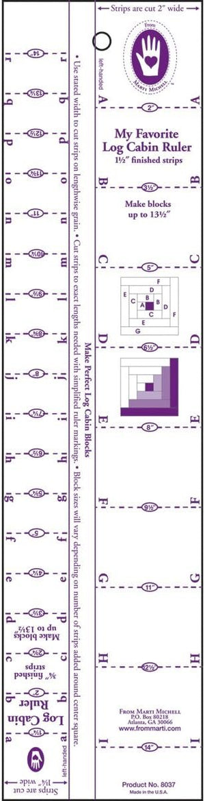 Marti Michell Log Cabin Ruler, 3/4-Inch to 1-1/2-Inch