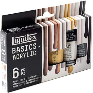 Liquitex Basics Metallics & Iridescents Acrylic Paint Set